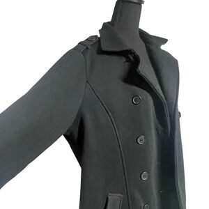 Torrid Black Fleece Double Breasted Peacoat Jacket